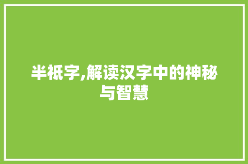 半祗字,解读汉字中的神秘与智慧