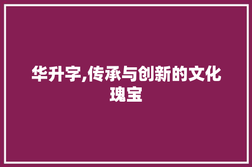 华升字,传承与创新的文化瑰宝