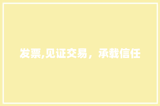 发票,见证交易，承载信任