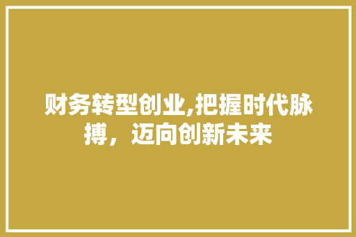 财务转型创业,把握时代脉搏，迈向创新未来