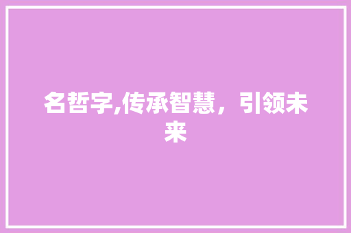 名哲字,传承智慧，引领未来