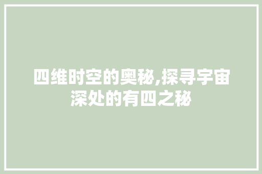 四维时空的奥秘,探寻宇宙深处的有四之秘