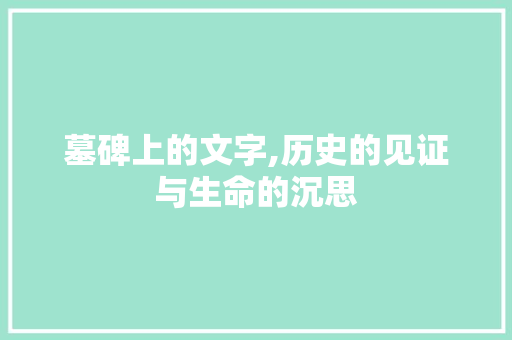 墓碑上的文字,历史的见证与生命的沉思