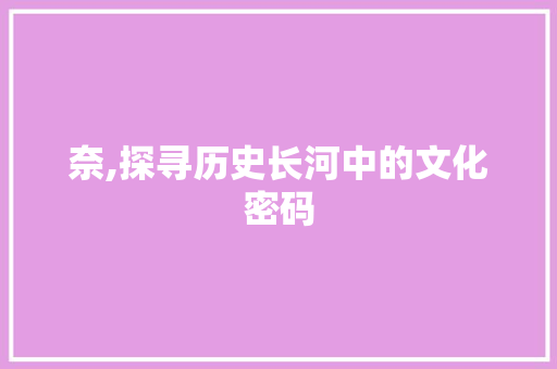 奈,探寻历史长河中的文化密码