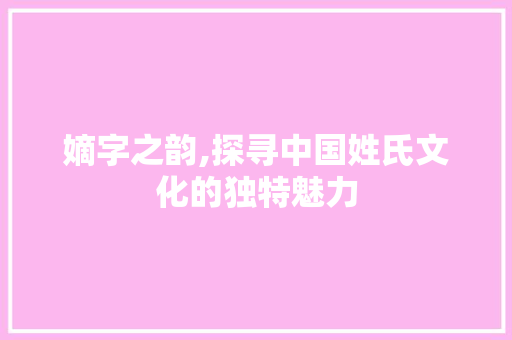 嫡字之韵,探寻中国姓氏文化的独特魅力