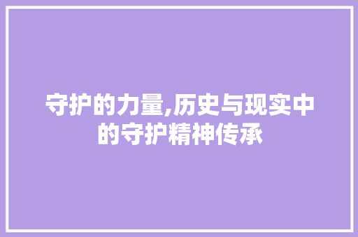 守护的力量,历史与现实中的守护精神传承
