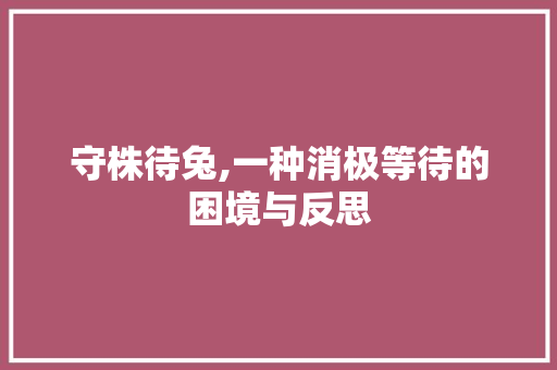 守株待兔,一种消极等待的困境与反思
