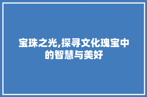 宝珠之光,探寻文化瑰宝中的智慧与美好