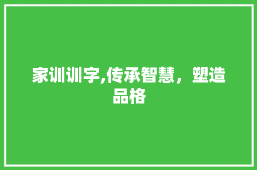 家训训字,传承智慧，塑造品格