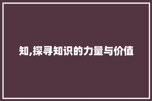 知,探寻知识的力量与价值
