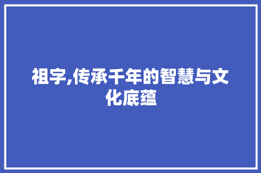 祖字,传承千年的智慧与文化底蕴 古代典籍