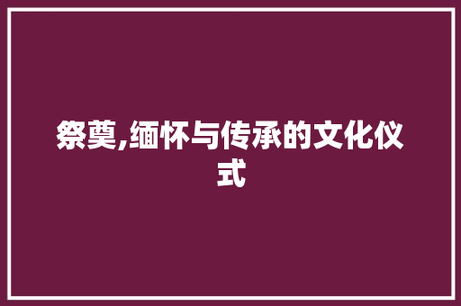 祭奠,缅怀与传承的文化仪式