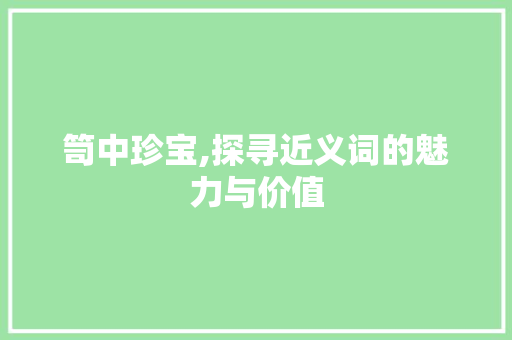 笥中珍宝,探寻近义词的魅力与价值
