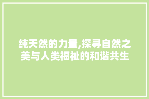 纯天然的力量,探寻自然之美与人类福祉的和谐共生