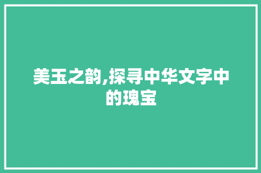 美玉之韵,探寻中华文字中的瑰宝