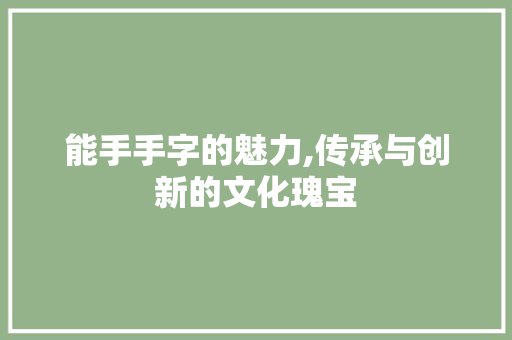 能手手字的魅力,传承与创新的文化瑰宝