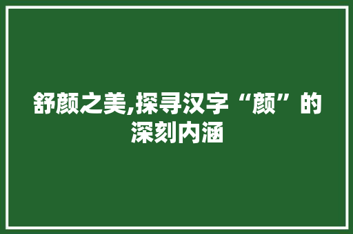 舒颜之美,探寻汉字“颜”的深刻内涵