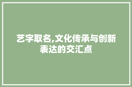 艺字取名,文化传承与创新表达的交汇点