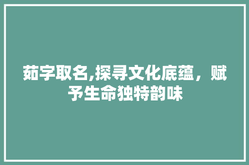 茹字取名,探寻文化底蕴，赋予生命独特韵味