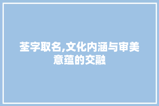 荃字取名,文化内涵与审美意蕴的交融