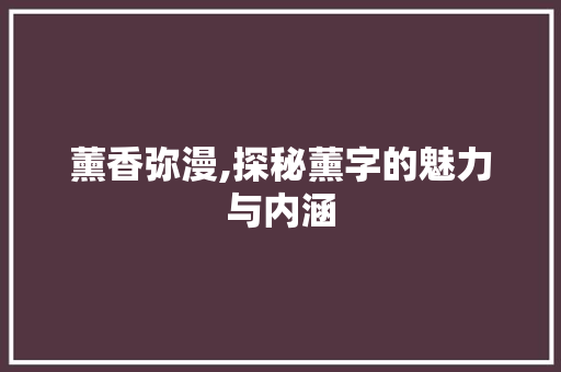 薰香弥漫,探秘薰字的魅力与内涵