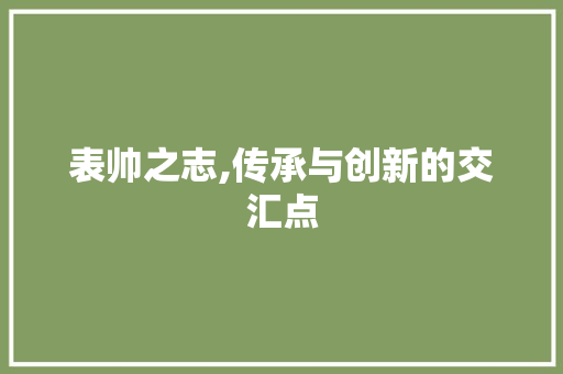 表帅之志,传承与创新的交汇点 诗词佳句