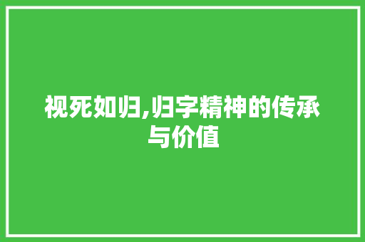 视死如归,归字精神的传承与价值
