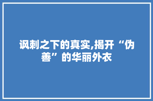 讽刺之下的真实,揭开“伪善”的华丽外衣
