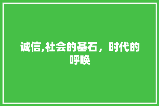 诚信,社会的基石，时代的呼唤