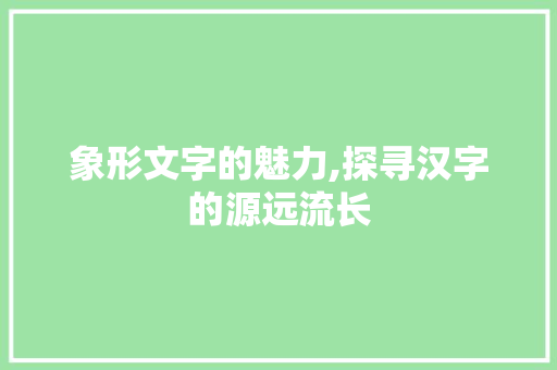 象形文字的魅力,探寻汉字的源远流长
