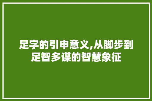 足字的引申意义,从脚步到足智多谋的智慧象征