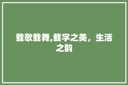 载歌载舞,载字之美，生活之韵