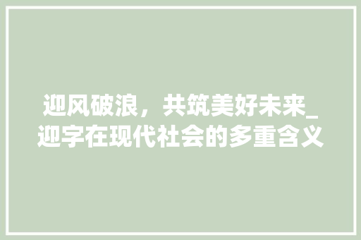 迎风破浪，共筑美好未来_迎字在现代社会的多重含义与应用 近义词汇