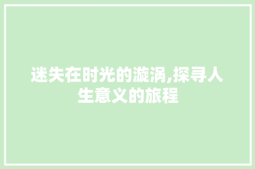 迷失在时光的漩涡,探寻人生意义的旅程