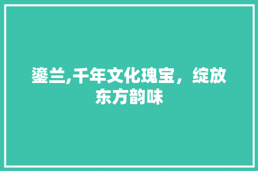 鎏兰,千年文化瑰宝，绽放东方韵味
