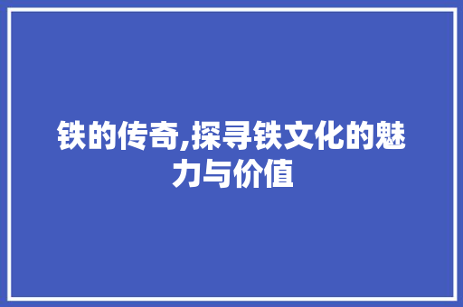 铁的传奇,探寻铁文化的魅力与价值