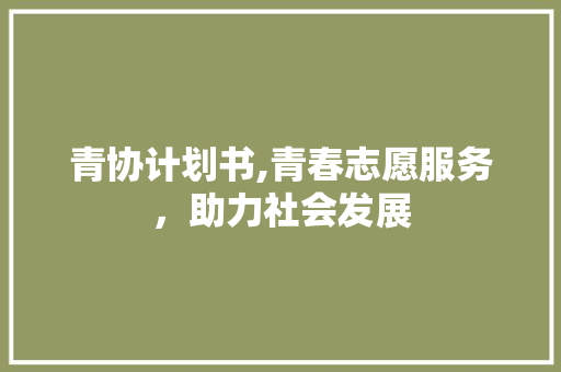 青协计划书,青春志愿服务，助力社会发展