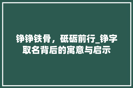 铮铮铁骨，砥砺前行_铮字取名背后的寓意与启示