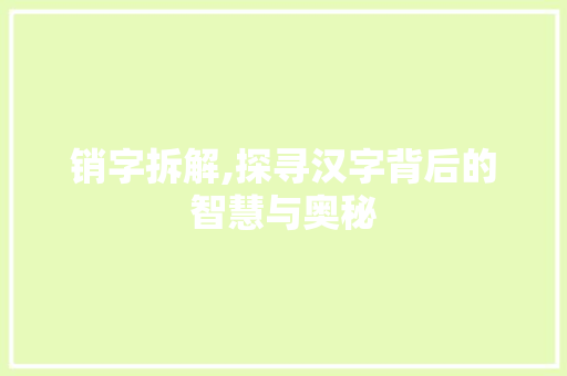 销字拆解,探寻汉字背后的智慧与奥秘 近义词汇