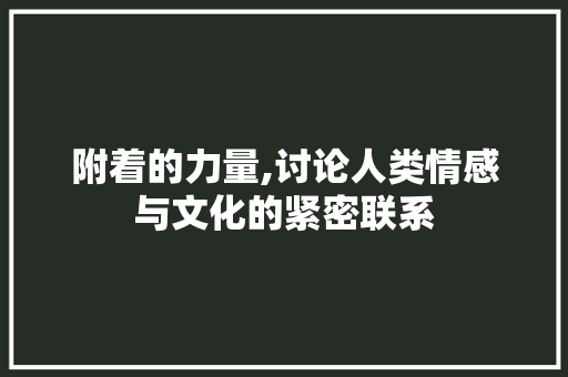 附着的力量,讨论人类情感与文化的紧密联系