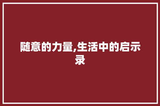 随意的力量,生活中的启示录