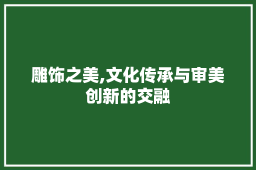 雕饰之美,文化传承与审美创新的交融