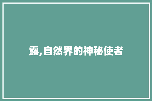 露,自然界的神秘使者