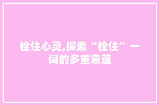栓住心灵,探索“栓住”一词的多重意蕴