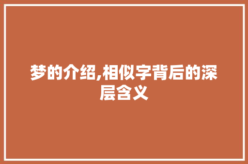 梦的介绍,相似字背后的深层含义