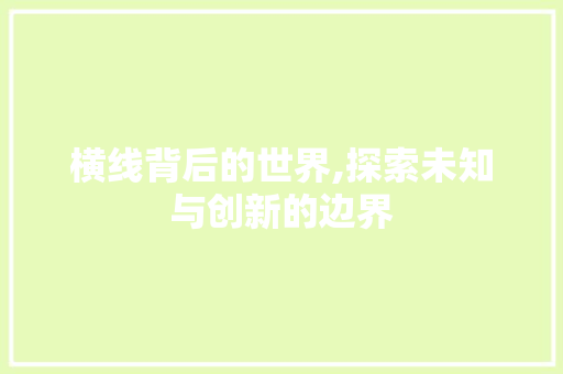 横线背后的世界,探索未知与创新的边界