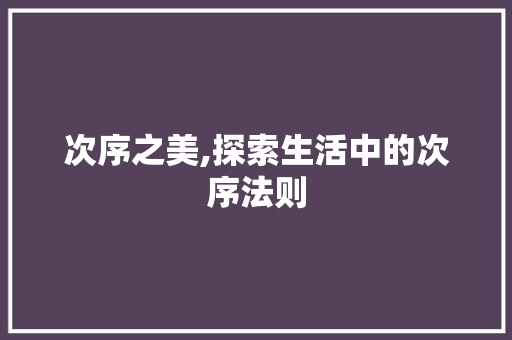 次序之美,探索生活中的次序法则