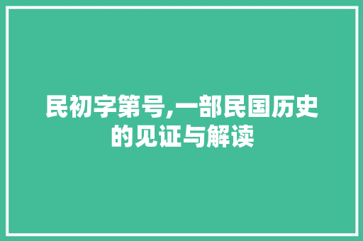 民初字第号,一部民国历史的见证与解读