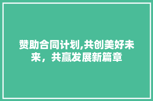 赞助合同计划,共创美好未来，共赢发展新篇章