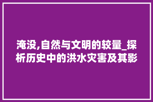 淹没,自然与文明的较量_探析历史中的洪水灾害及其影响